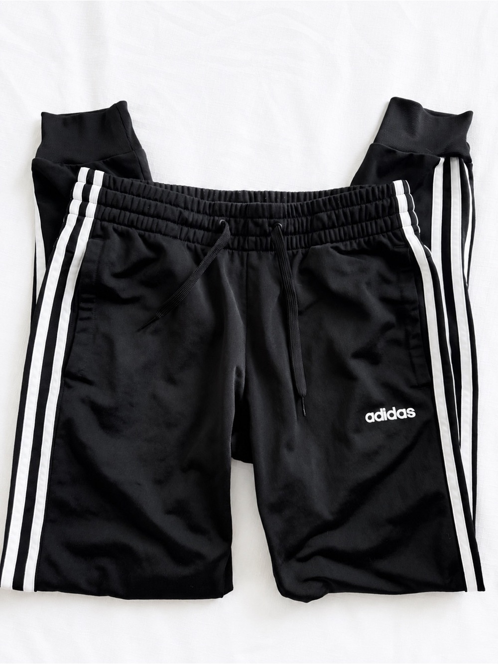 Adidas Black 3 Stripe Track Joggers Size Small Sweatpants Athletic Unisex